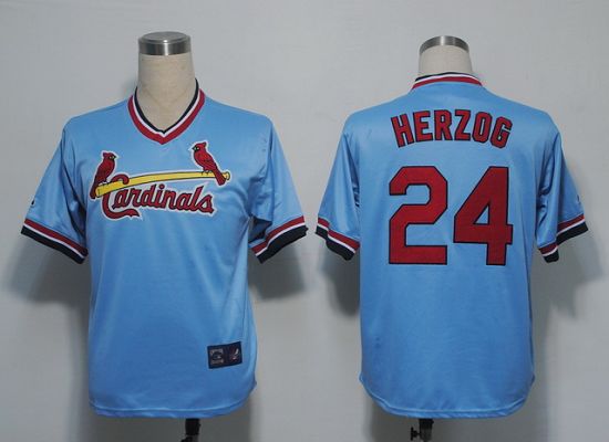Mitchell And Ness Cardinals #24 Whitey Herzog Blue Throwback Stitched MLB Jersey - Click Image to Close